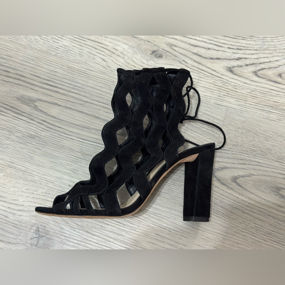 Alexandre Birman Loretta Black Suede Cutout Block Heels Size 41 /11 US $995 EUC - Picture 10 of 15